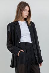 Lightweight Lurex Accent Woven Blazer Jacket